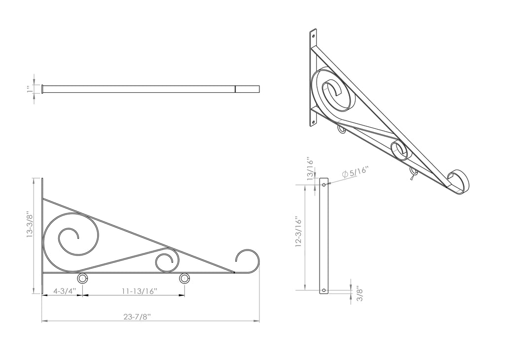 24" Hanging Sign Scroll Bracket E372