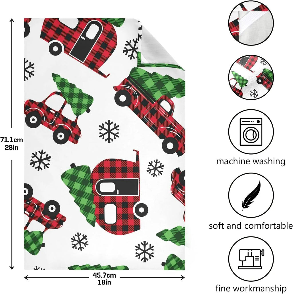 Plaid Red Kitchen Towels Set of 4 28'' x 18'' W8223