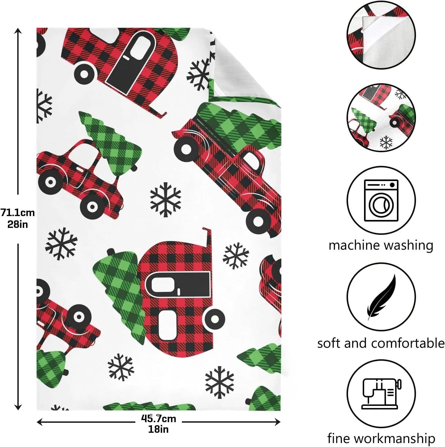 Plaid Red Kitchen Towels Set of 4 28'' x 18'' W8223