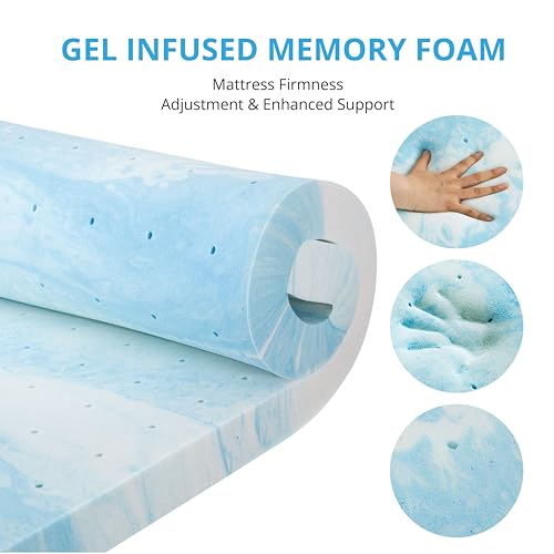 2 Inch Twin Memory Foam Gel Mattress Topper, 38"×75", Medium G361668