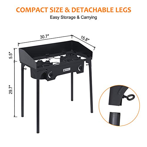 Propane Burner with 29,000 BTU, Single Burner Propane Stove with Regulator and 5.9ft Hose, Cast Iron Burner E7409