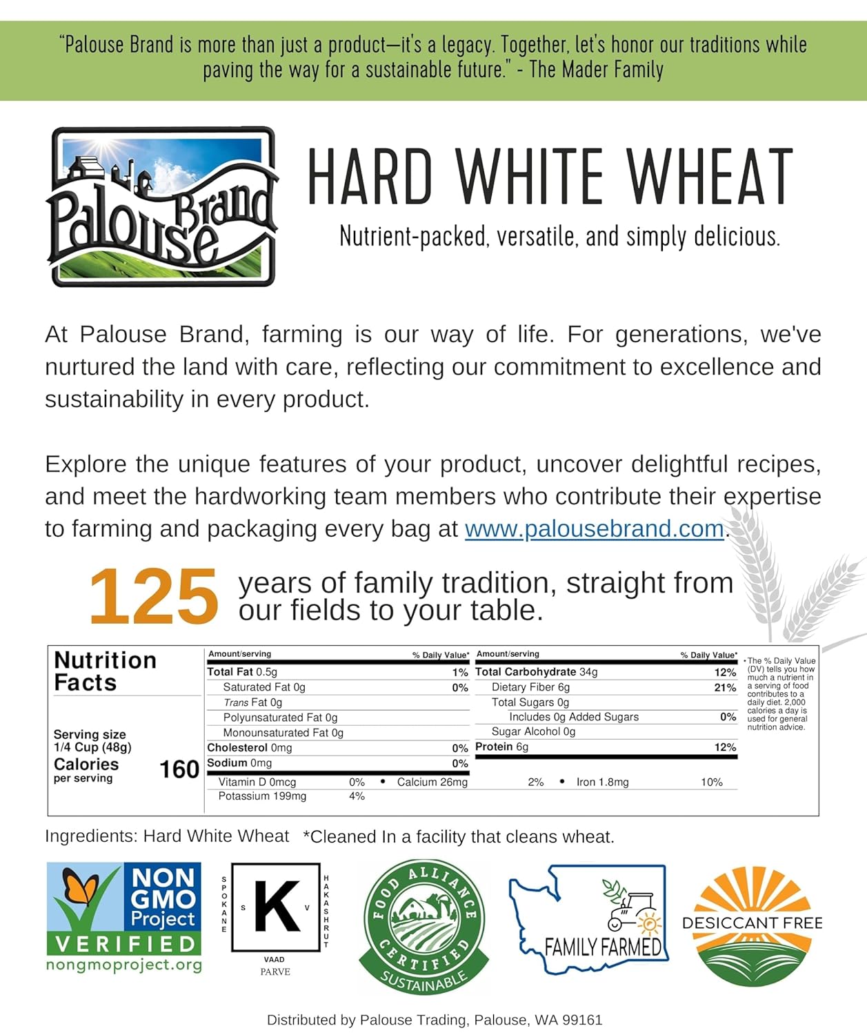 Hard White Wheat Berries 100 LBS Non-GMO Kosher X381519