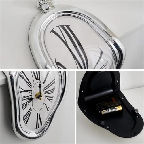 Silver Melted Clock C333879