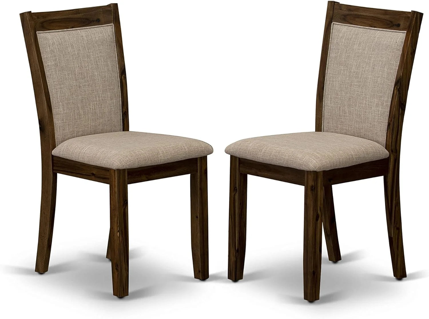 3 Piece Dinette Set with Round Table with Dropleaf and 2 Light Tan Linen Fabric Parsons Dining Chairs P438