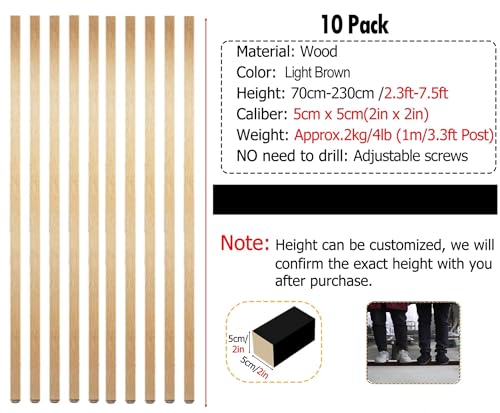 10Pcs Wooden Room Divider Screen Partition Slats W3521
