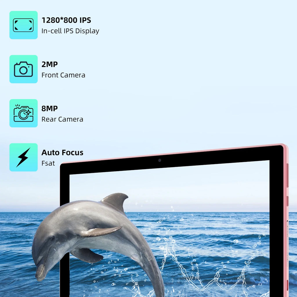 Pink 10.1 inch Tablet with Keyboard Case Mouse Stylus Pen Film, 4GB RAM 64GB ROM B80378