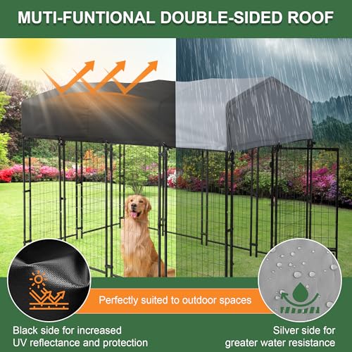 8x4x6 FT Heavy Duty Welded Wire Steel Dog Kennel with Roof N720
