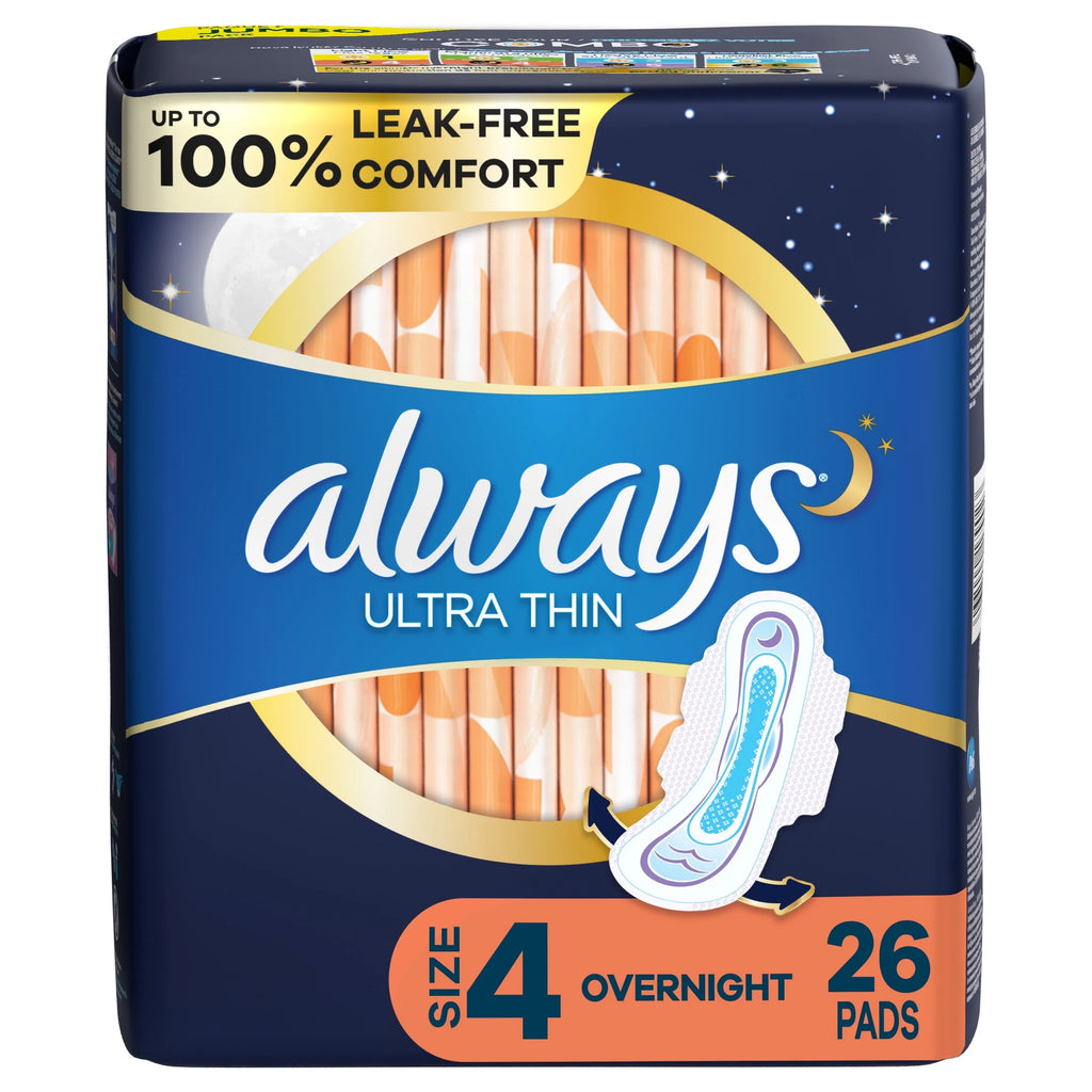 Ultra Thin Overnight Pads with Wings, Size 4, 36 Count B952139