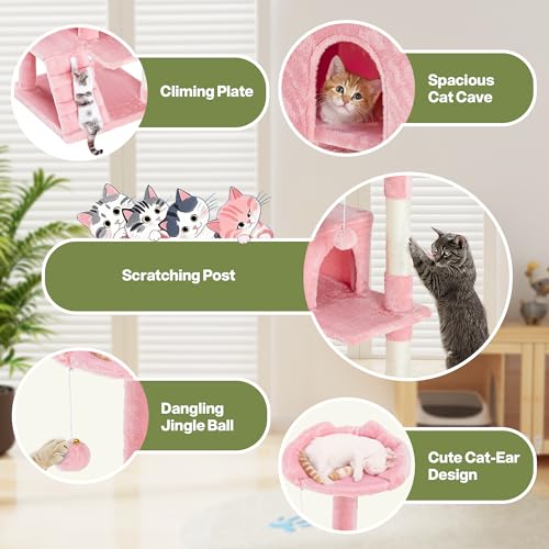 Dark Gray 54 Inches Cat Tree Tower with Scratching Post N984