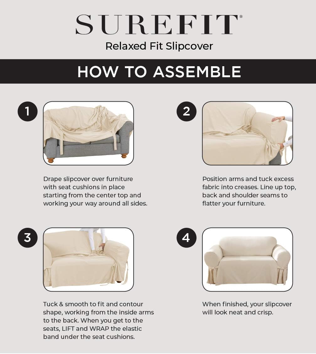 White T-Cushion Sofa Slipcover E297