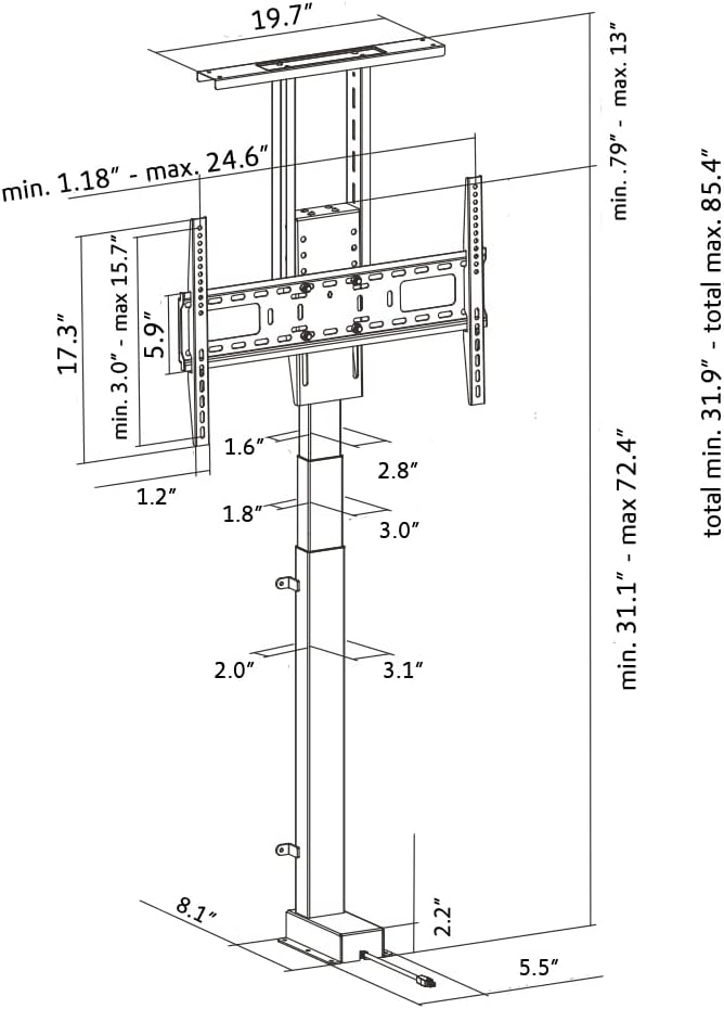 Motorized TV Lift Mount for 37"-77" TV's with RF Remote I78272