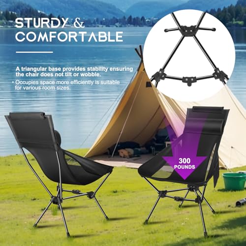 Lightweight Foldable Camping Chair with Headrest and Storage Bag U290