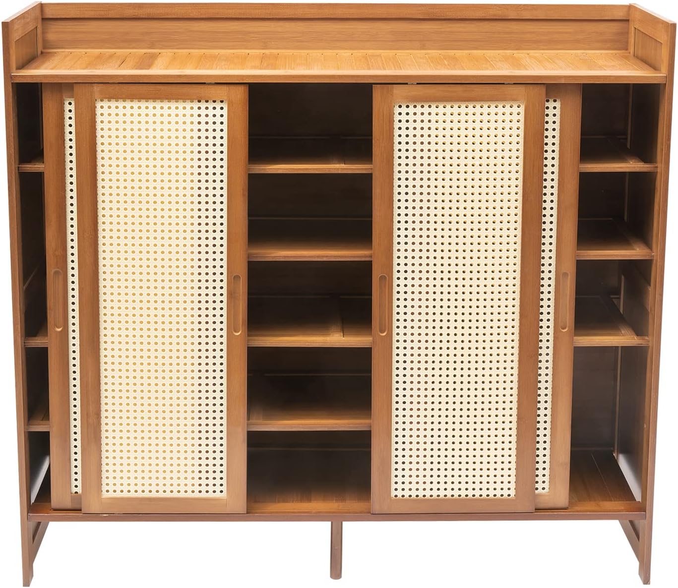 Natural Bamboo 6 Tier Shoe Cabinet with Grid Doors B623930