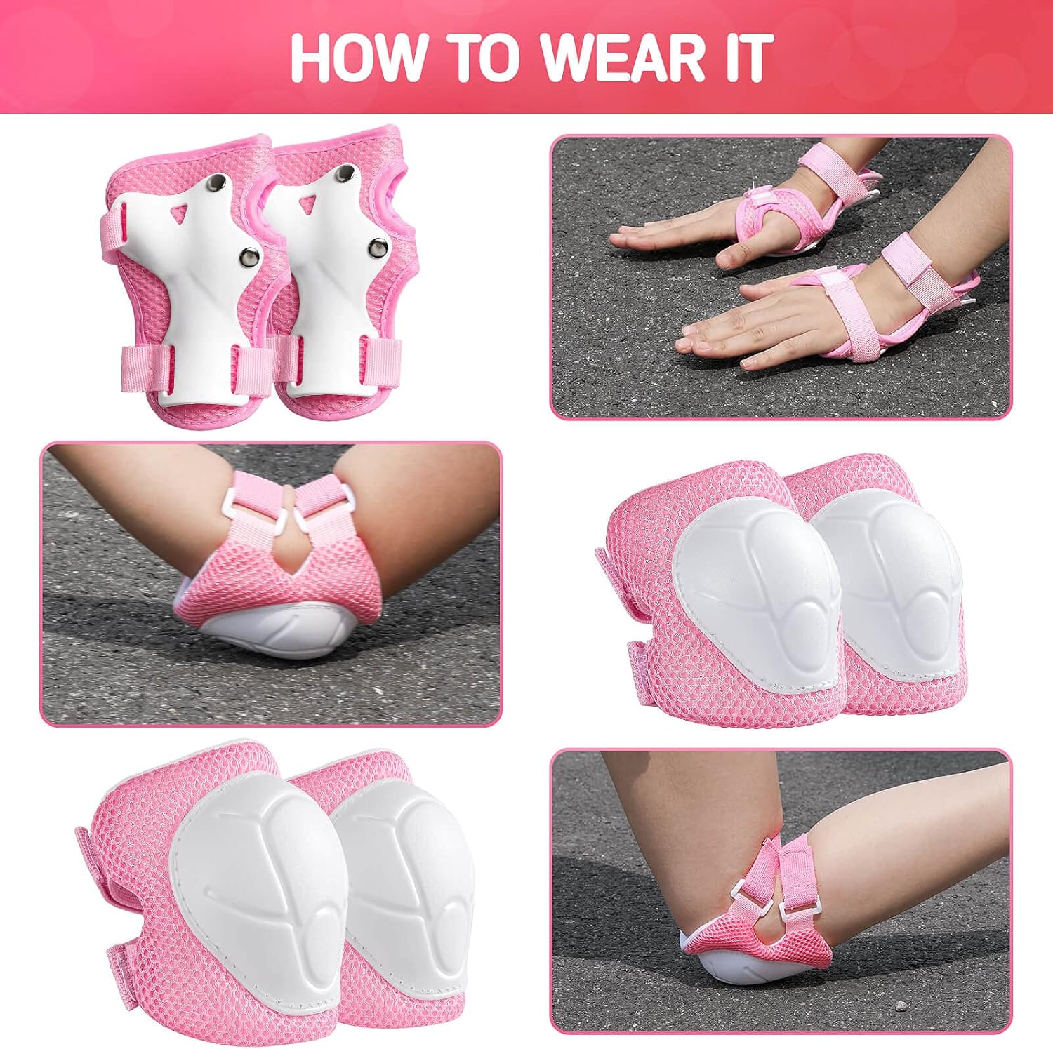 Adjustable Helmet Knee Pads Elbow Pads Wrist Guards Protective Gear Set O869485