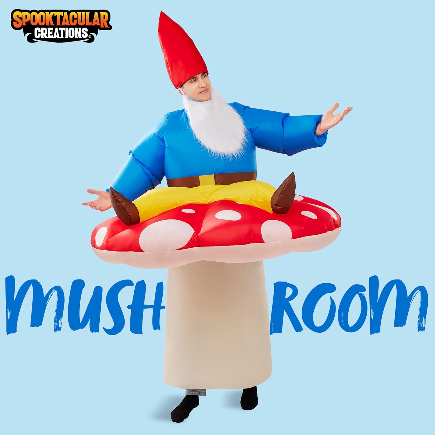 Inflatable Full Body Mushroom Costume with Hat and Beard X347144