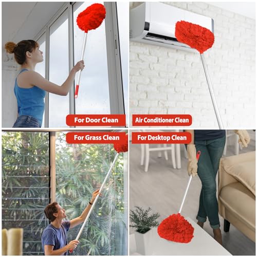 Orange Microfiber Ceiling Fan Duster with Extension Handle Z667