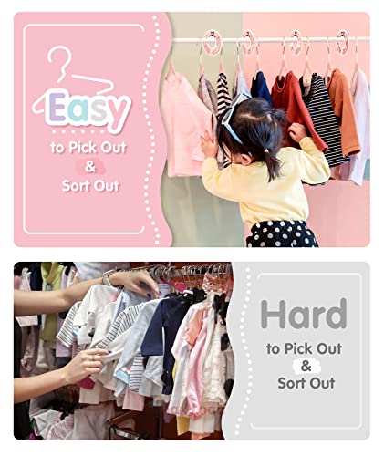 11 Inch Pink Velvet Kids Hangers with 6 Pcs Size Dividers Non Slip - 30 Pack P9028