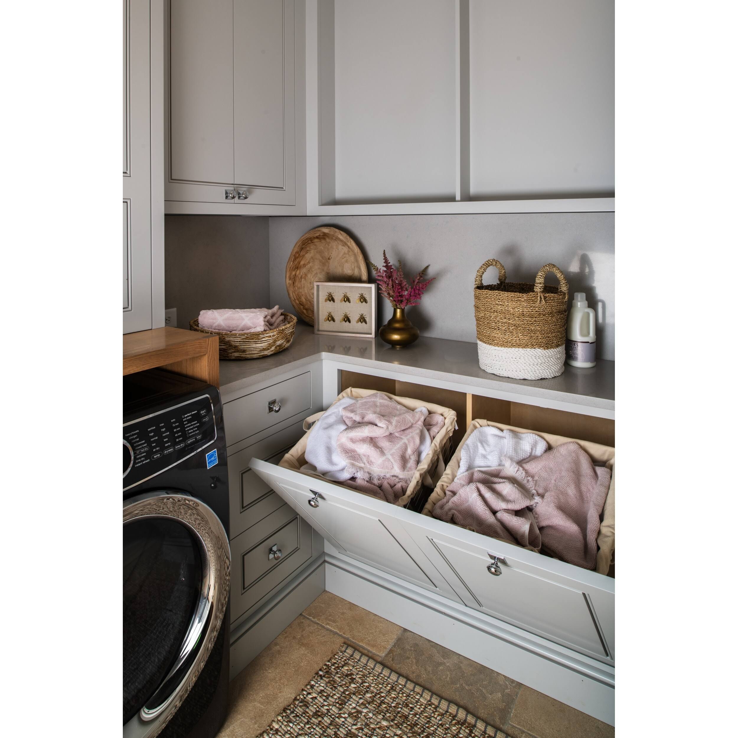 Tilt Out Hamper Basket, Satin Nickel F384446
