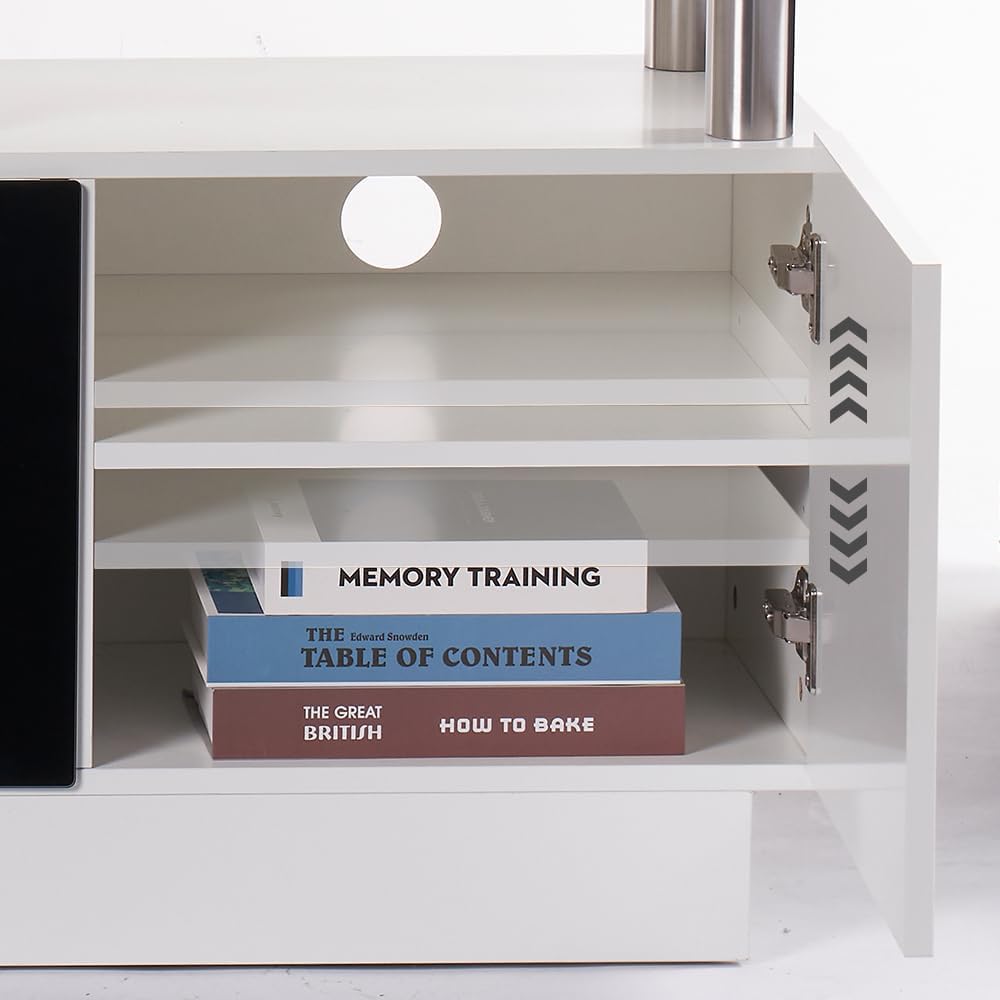 White 2 Tier Electric Fireplace TV Stand B43550