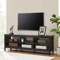 Brown 70 inch Wood TV Stand with 6 Storage Cubby Q92972