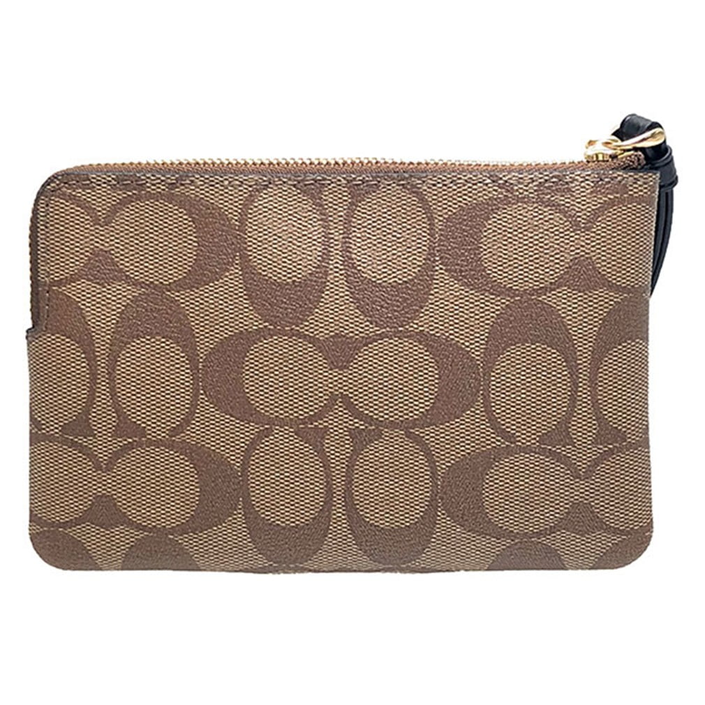 Light Khaki Black Gold Leather Wristlet Z6551
