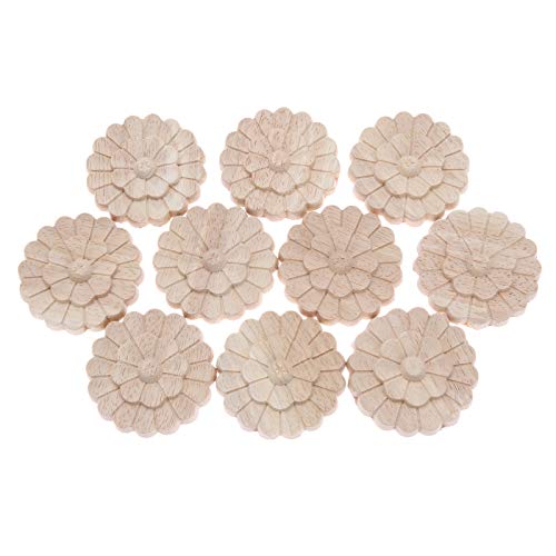 Unpainted Wood Carved Onlays Appliques, 10cm, 5-Pack P323
