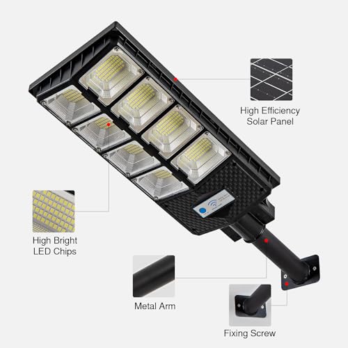 80000LM Dusk to Dawn Solar LED Flood Light with Motion Sensor and Remote Control P63947