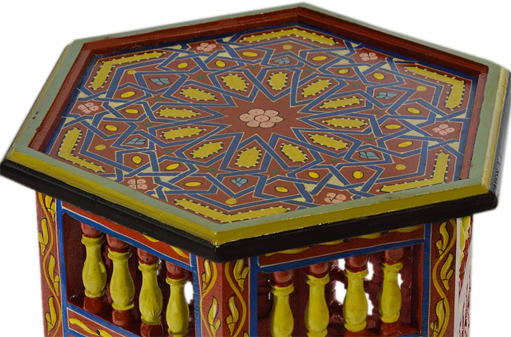 Red Hand Painted Wood Side Table B156