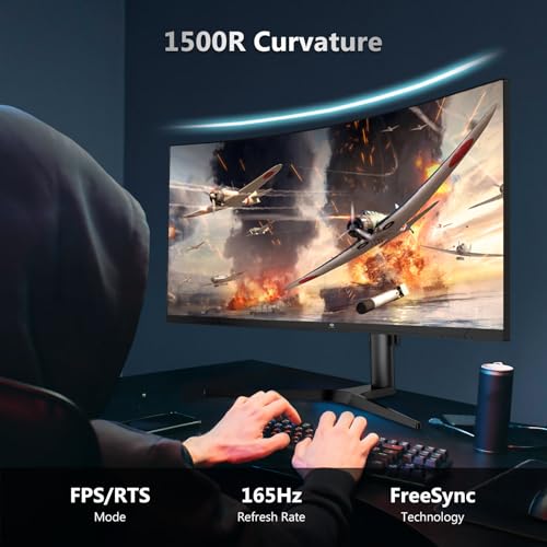 34" Ultrawide 2K Curved Gaming Monitor with 165Hz Refresh Rate, 21:9 Aspect Ratio, 3440x1440 Resolution, VA Panel C817