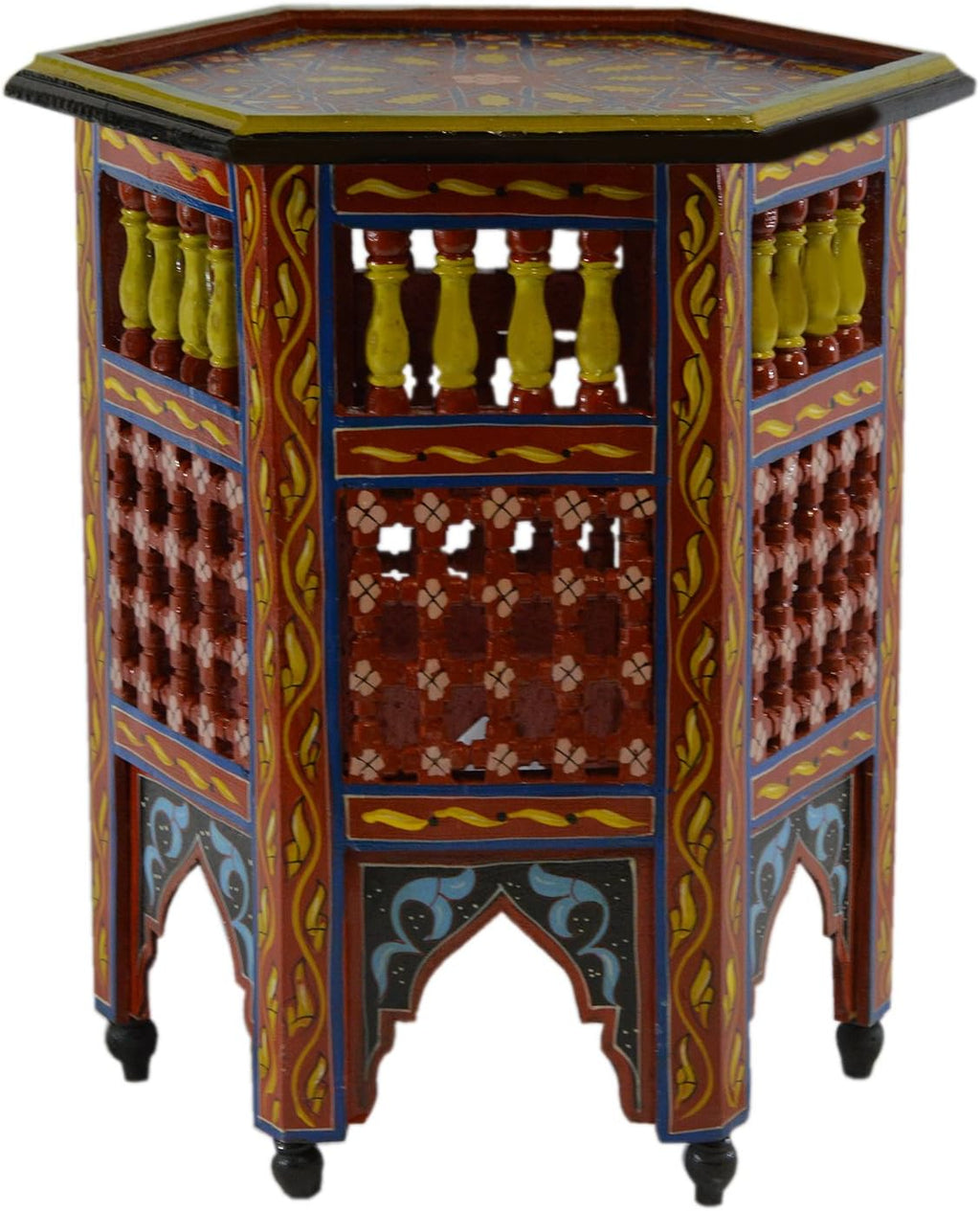 Red Hand Painted Wood Side Table B156
