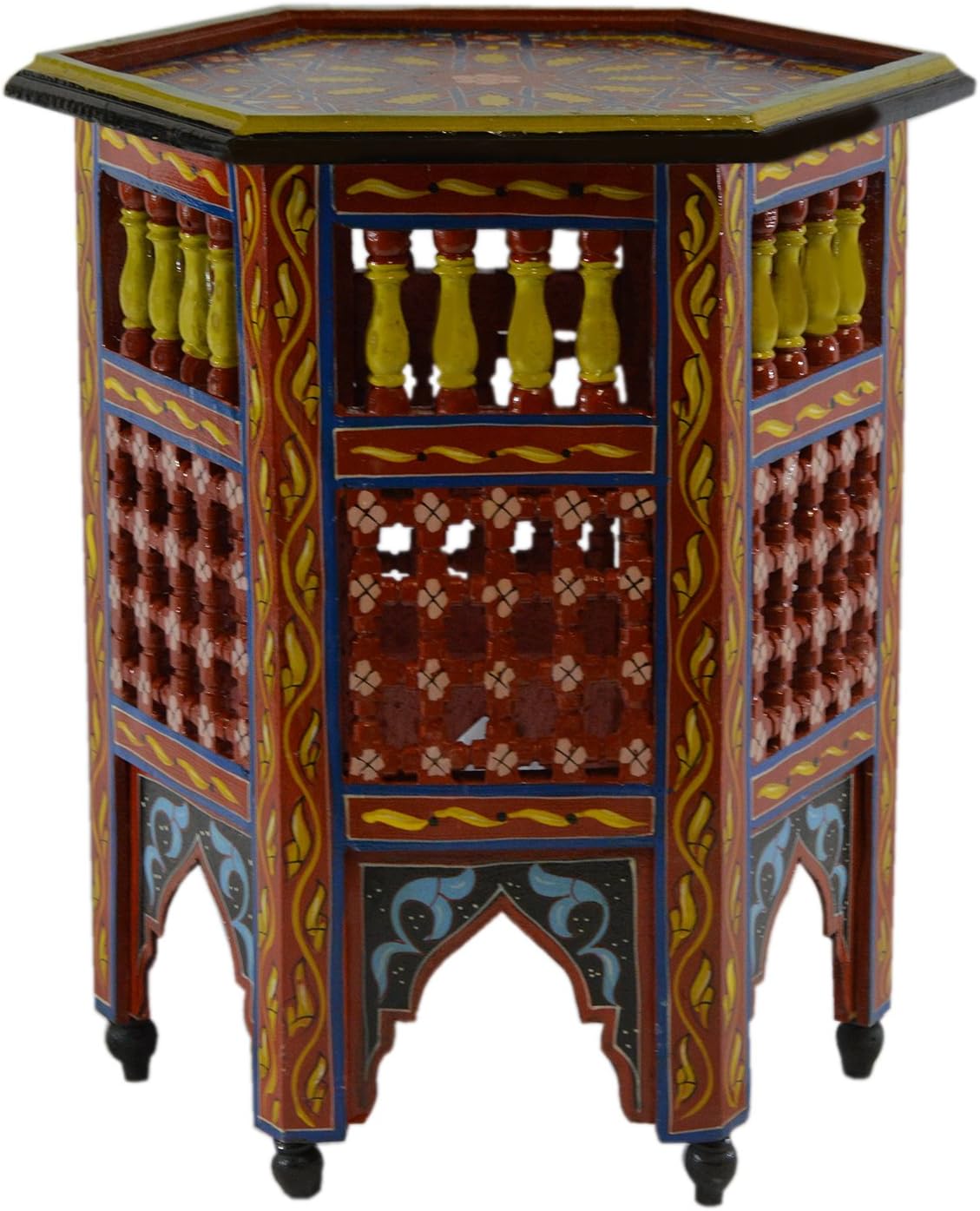 Red Hand Painted Wood Side Table B156