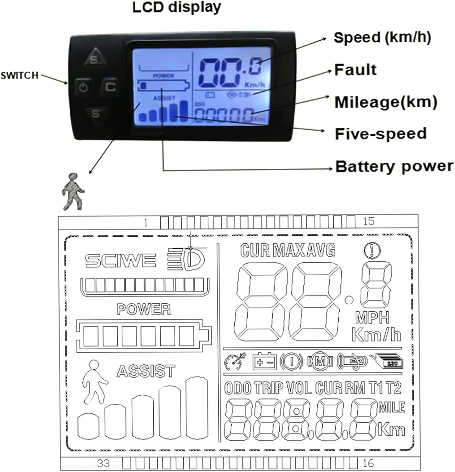 36V 350W Front Wheel Hub Motor Electric Bike Conversion Kit with LCD Display X76368
