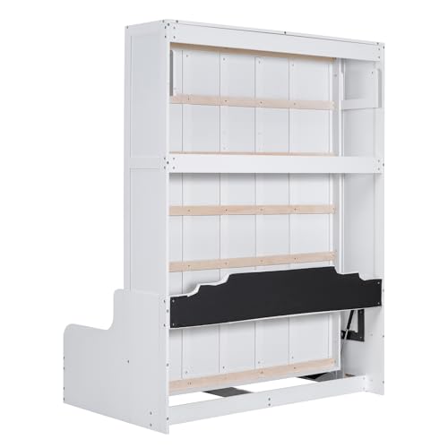 Full Size Solid Wood Murphy Bed with Wardrobe and Drawers B929