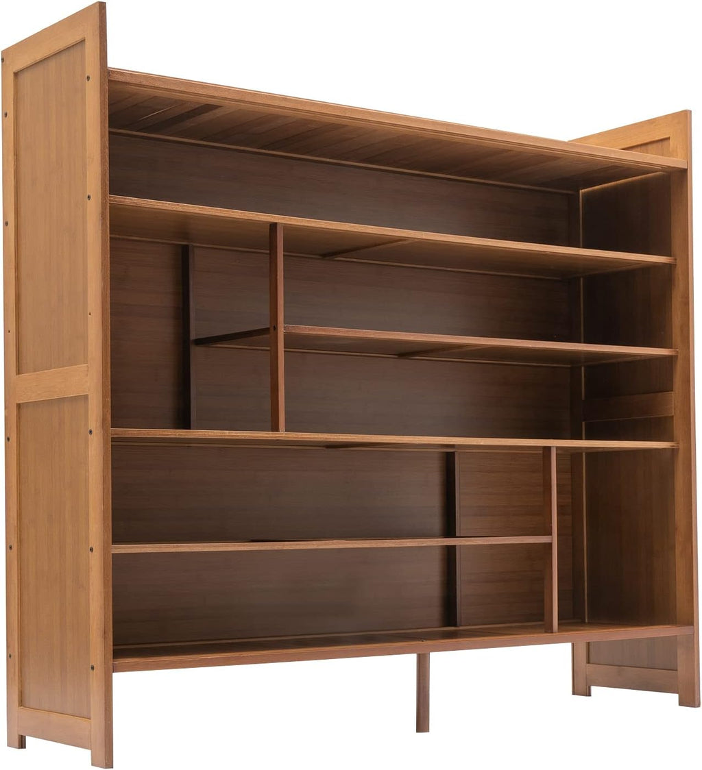 Natural Bamboo 6 Tier Shoe Cabinet with Grid Doors B623930