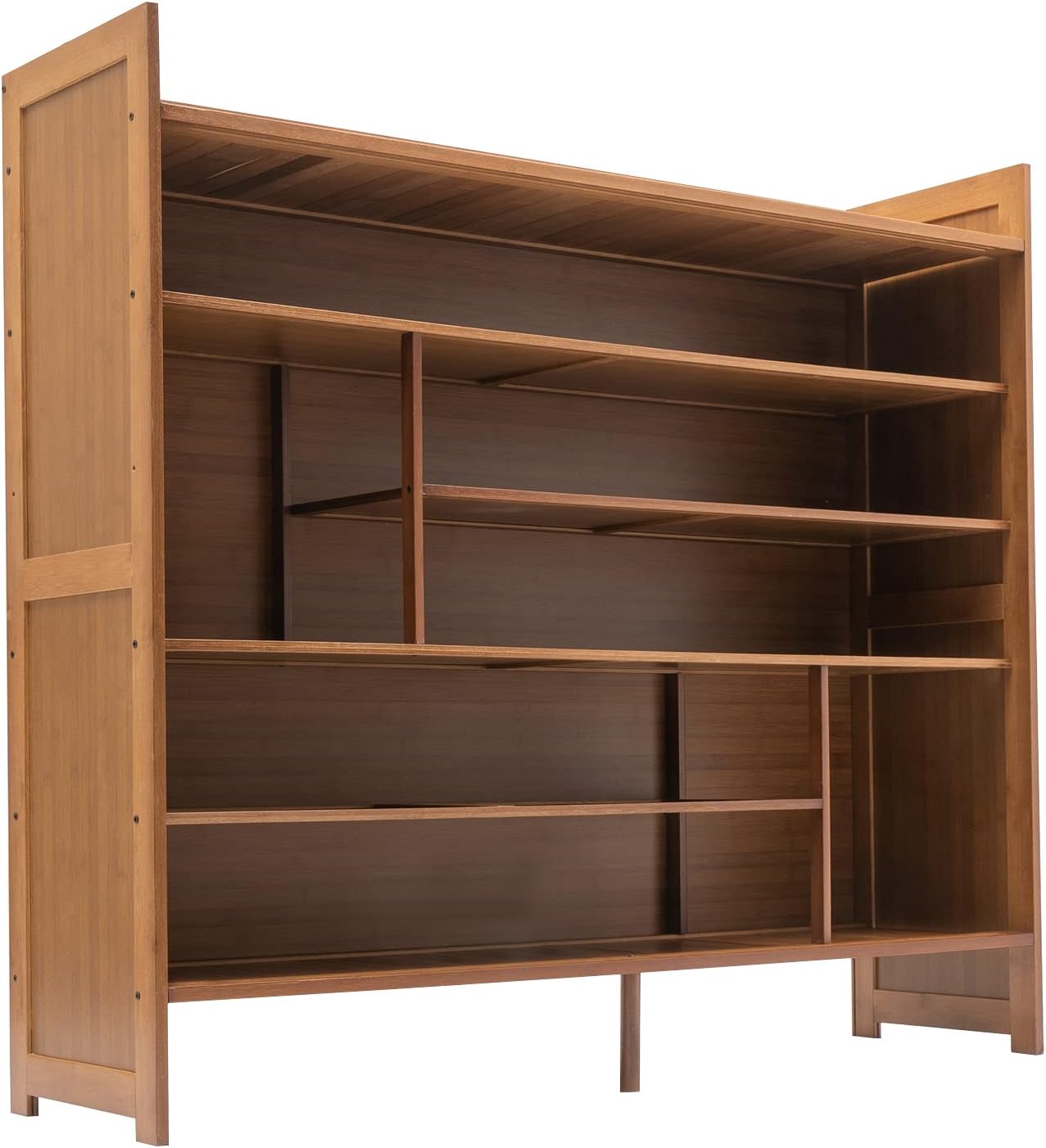 Natural Bamboo 6 Tier Shoe Cabinet with Grid Doors B623930