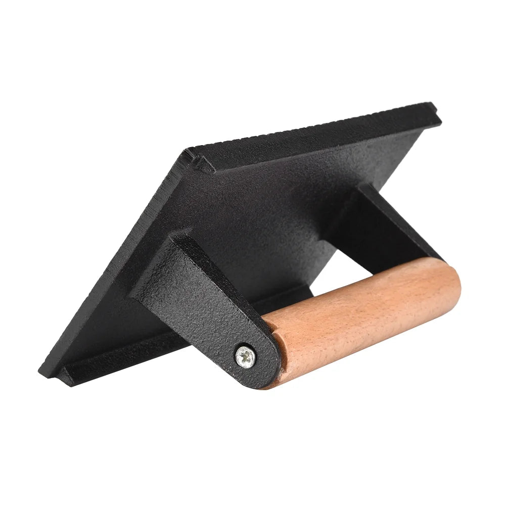 Commercial Cast Iron Steak Press with Wooden Handle D4896