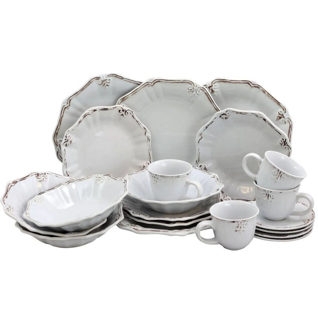 20-Piece White Stoneware Dinnerware Set O2810