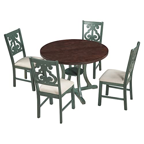 6-Piece Dining Set with Rectangular Table and 4 Fabric Upholstered Chairs and Bench J48915