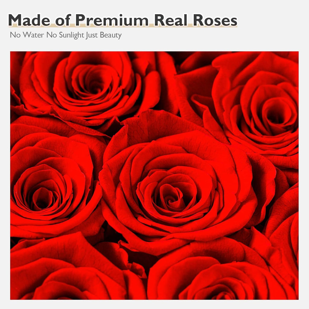 Heart Shape Box Preserved Roses (Black Box, 16 Red Roses) U859718
