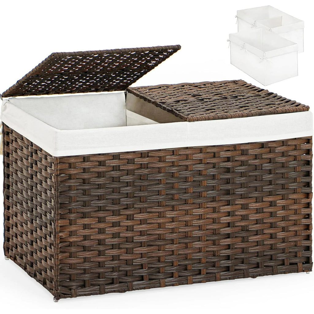 Gray 17.2 Gallon Rattan Storage Basket with Lid B21886
