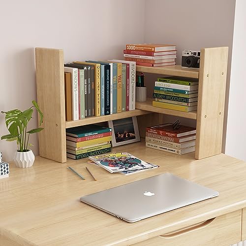 White Adjustable Rubber Wood Desktop Shelf F200334