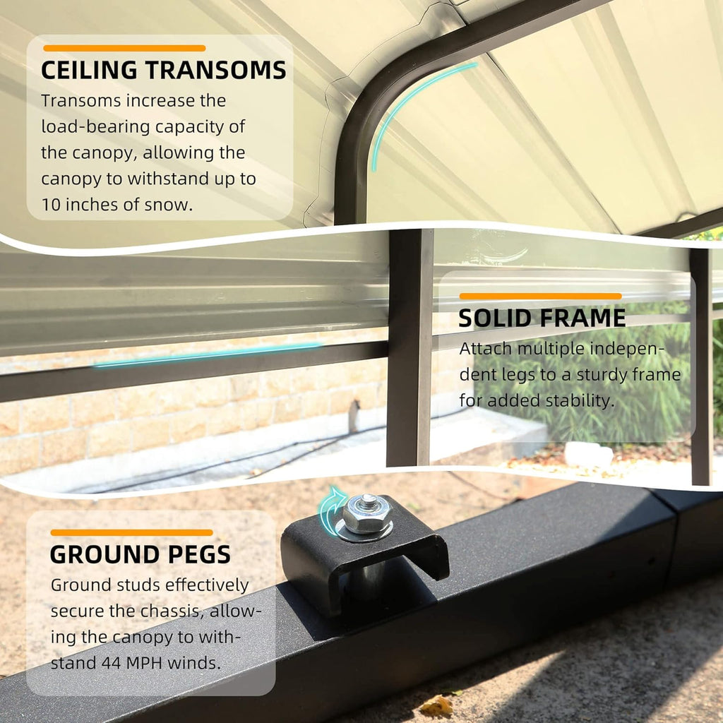 12 x 20 ft Carport with Galvanized Steel Roof R566369