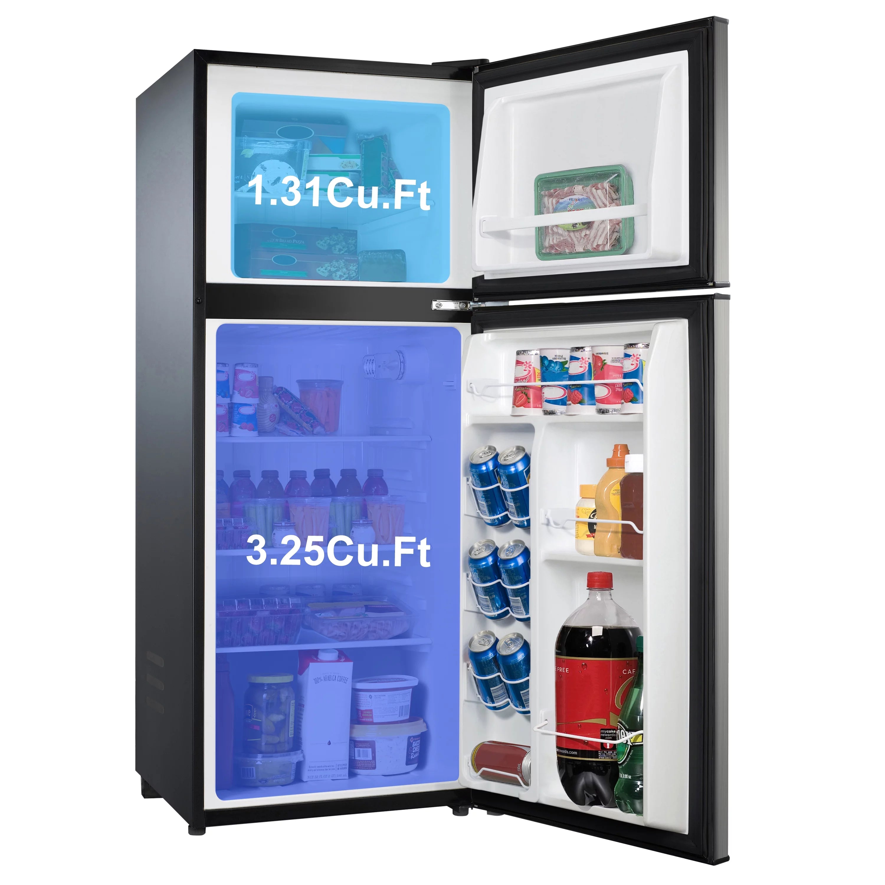Stainless Steel Two Door Mini Refrigerator with Freezer S863