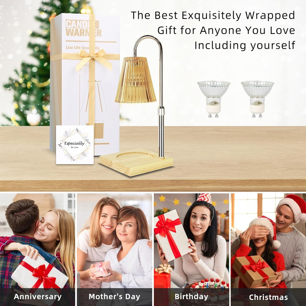 Champagne Gold Adjustable Height Electric Candle Warmer Lamp with Timer P617298
