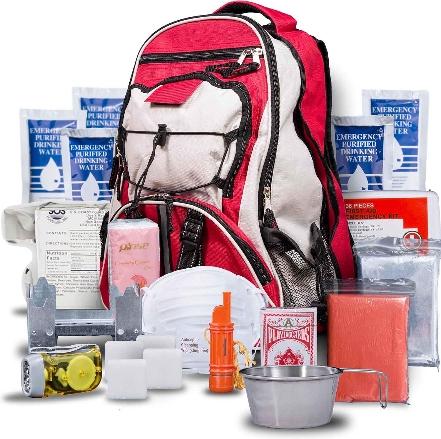 Red Deluxe 72 Hour Emergency Backpack Survival Kit Z6544
