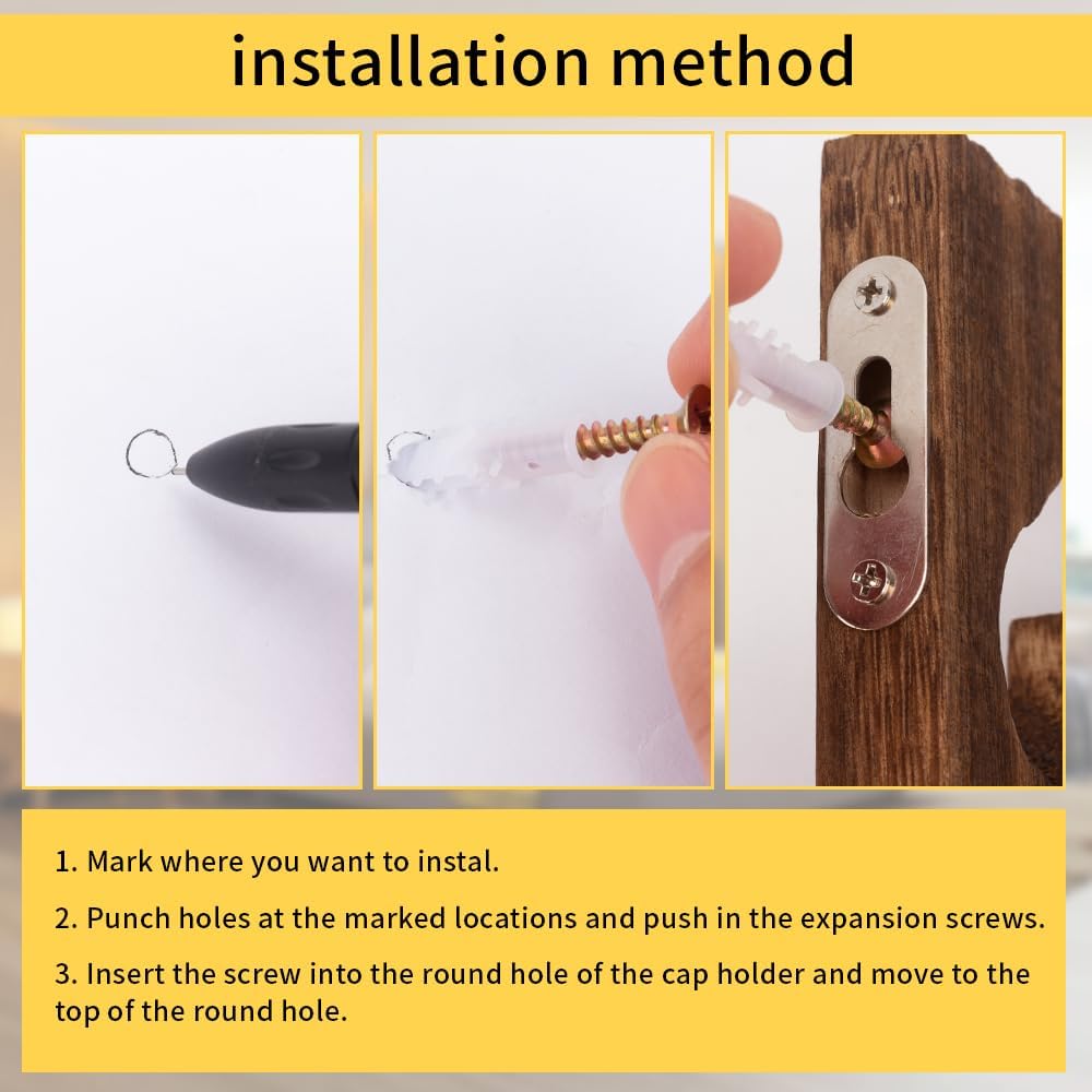 3 Pcs Wall Mounted Wooden Hat Rack I64492