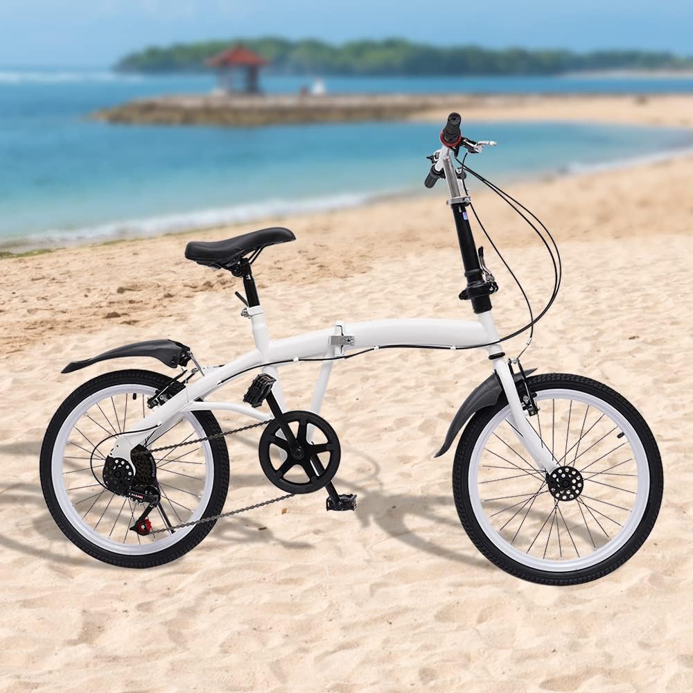 20-Inch 7-Speed Folding Bicycle White X93417