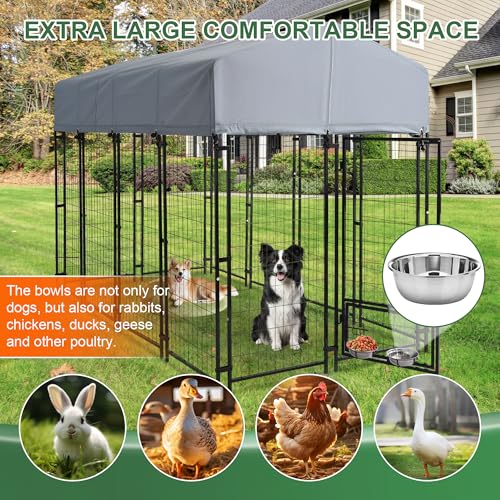 8x4x6 FT Heavy Duty Welded Wire Steel Dog Kennel with Roof N720