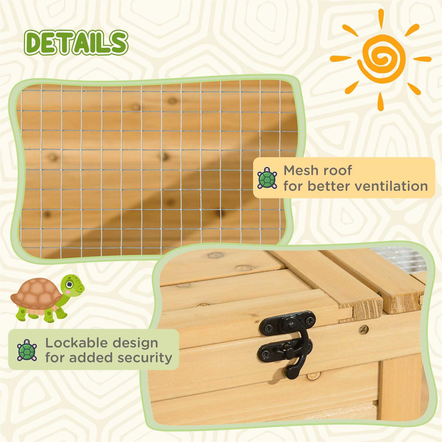 Wooden Tortoise House Turtle Habitat Enclosure Reptile Cage T73355