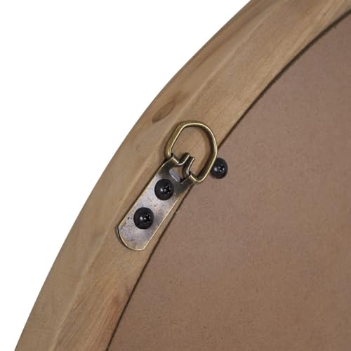 Rustic 30" Round Wall Mirror Wood Frame K813